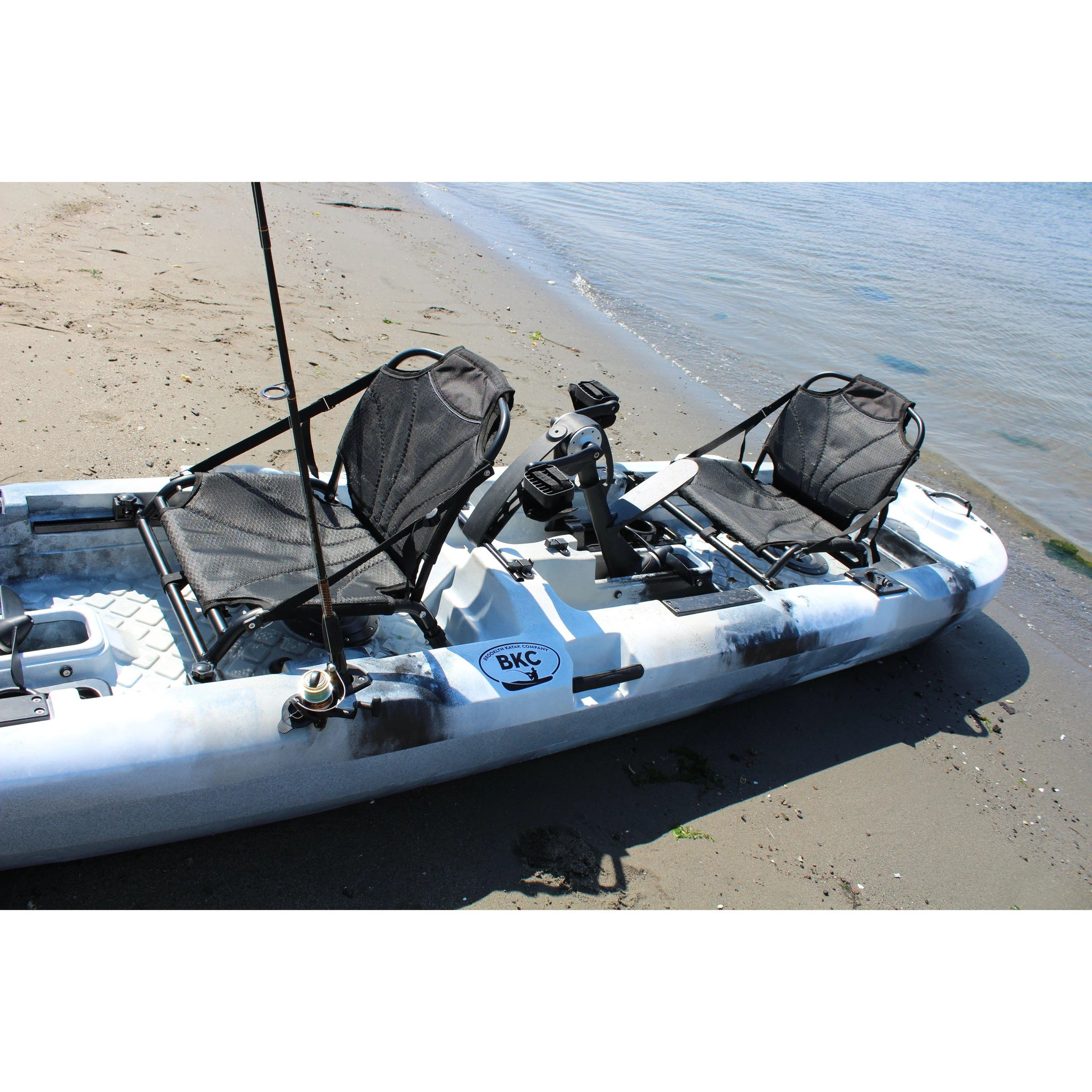 BKC - PK14 Angler 14-foot Sit On Top Tandem Pedal Fishing Kayak w/ Instant  Reverse Pedal Drive, Hand Control Rudder, Paddle, and Upright Seat