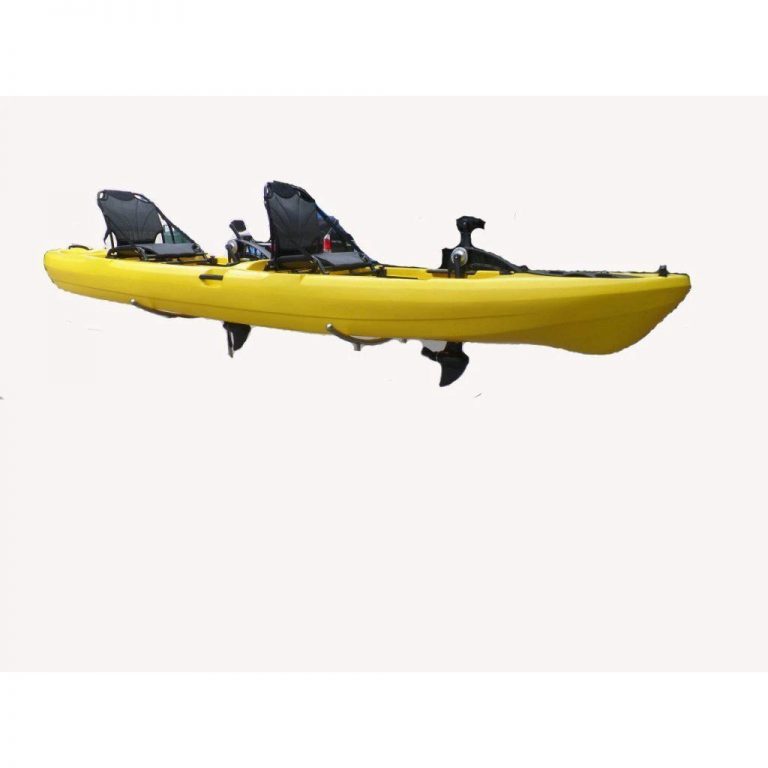 BKC PK14 Angler 14foot Sit On Top Tandem Fishing Kayak w/ Instant Reverse Pedal Drive, Hand