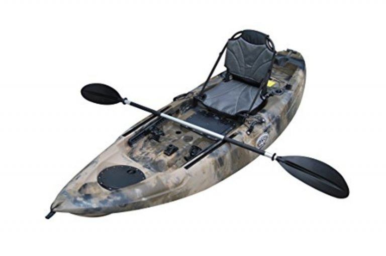 BKC – FK285 – 9-foot 2-inch Solo Sit on Top Angler Fishing Kayak w/ Upright Aluminum Seat and Paddle