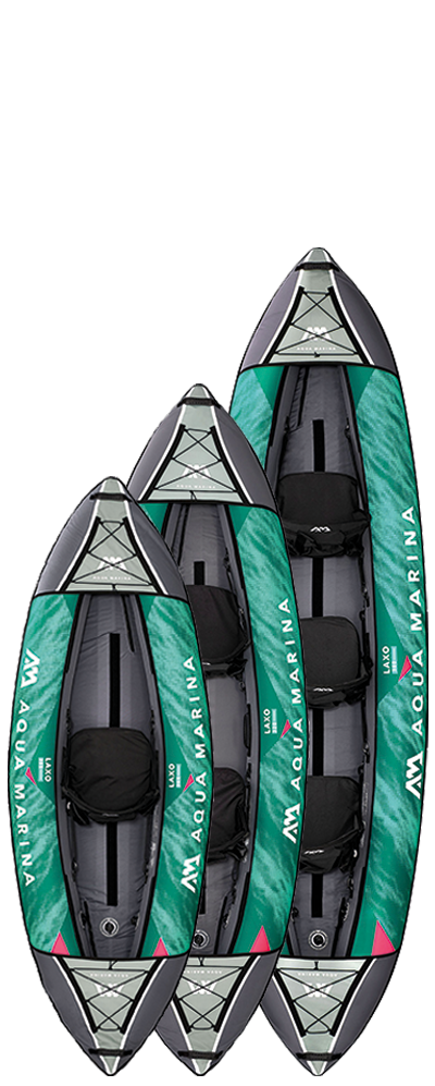 Aqua Marina – Laxo Leisure Kayak. Inflatable deck. Kayak paddle x2. Kayak seat x3. 9’4″ 10’6” 12’6″ – LA