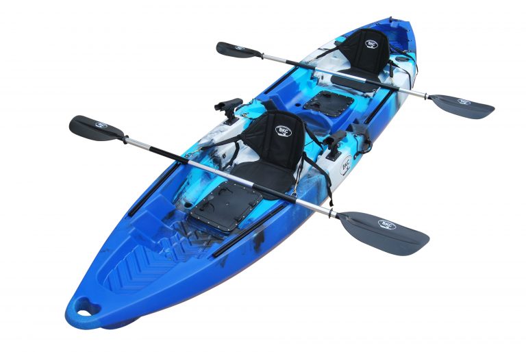 BKC – TK122 Angler 12-foot, 8 inch Tandem Sit On Top Fishing Kayak w/ Soft Padded Seats and Paddles