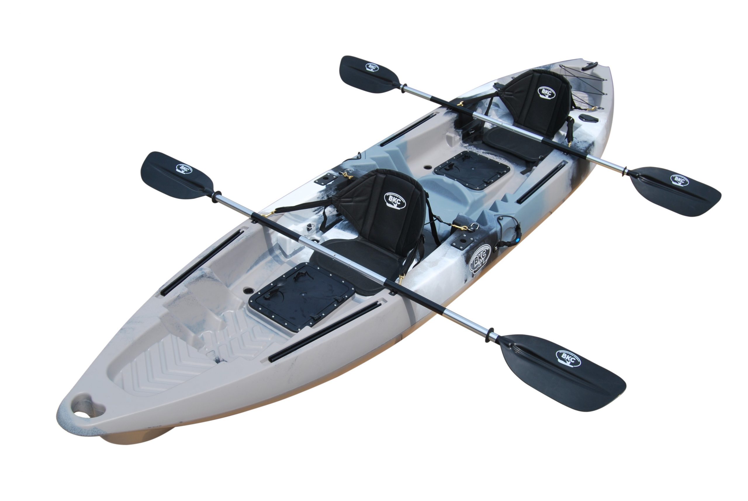 BKC - TK181 Angler 12-foot, 8 inch Tandem 2 Person Sit On Top Fishing Kayak  w/ Padded Seats and Paddles | Sandbay Sports