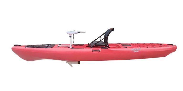 BKC – PK13 Angler 13-foot Sit On Top Solo Fishing Kayak w/ Trolling Motor, Paddle, and Upright Aluminum Seat