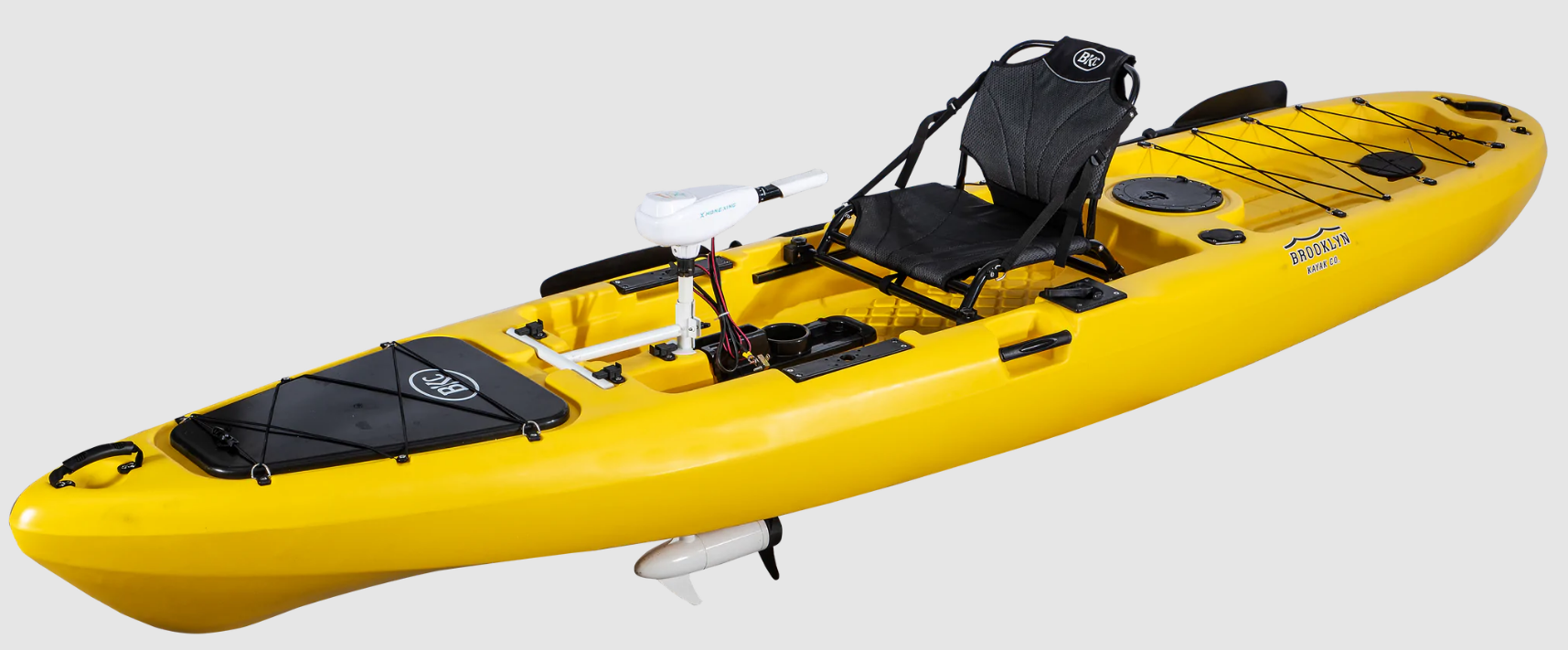 BKC - PK13 Angler 13-foot Sit On Top Solo Fishing Kayak w/ Trolling Motor,  Paddle, and Upright Aluminum Seat | Sandbay Sports